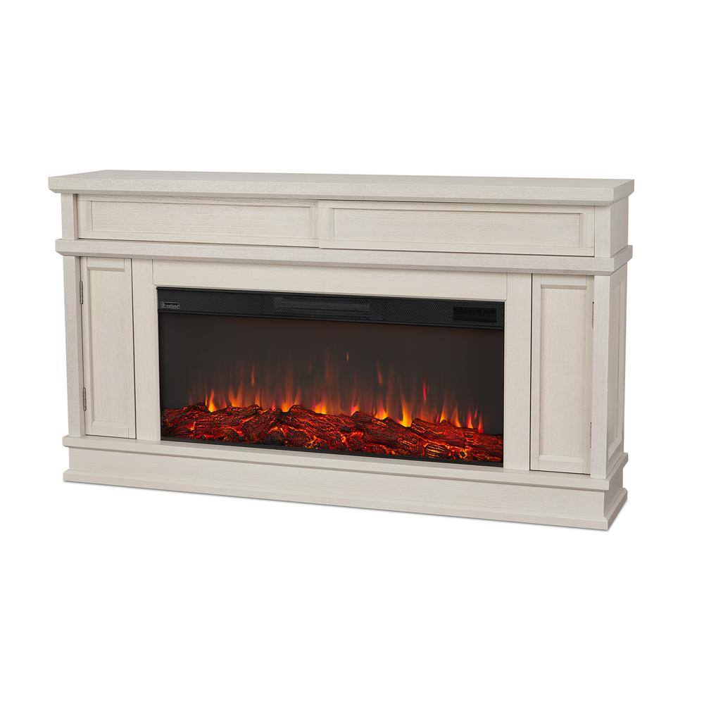 Real Flame Torrey 60 in. Freestanding Electric Fireplace in Bone White 4020E-BNE