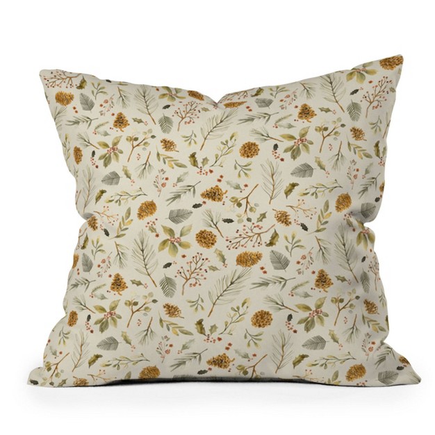 Ninola Design Christmas Holiday Botanical Square Throw Pillow Deny Designs