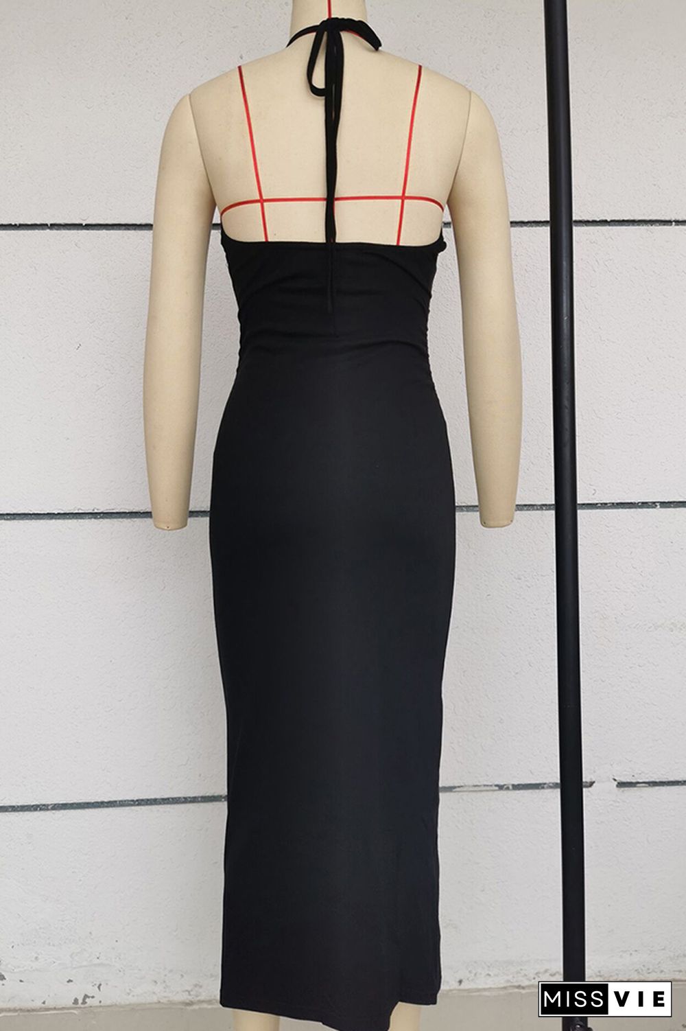 Plain Halter Backless Bodycon Dress Wholesale