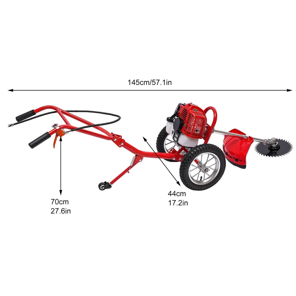 Two Stroke Lawn Mower Gasoline Lawn Mower Hand Push Irrigation Mower   57.1*17.2*27.6inch