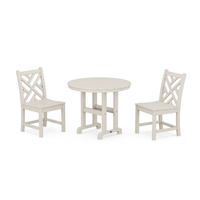 Polywood Chippendale Side Chair 3-Piece Round Dining Set PWS1325-1