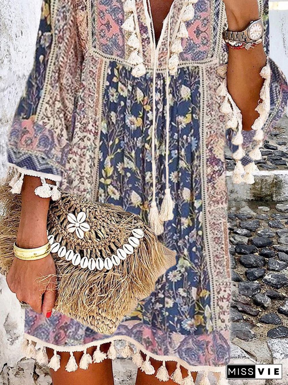 Plus size Boho Floral Vacation Dress