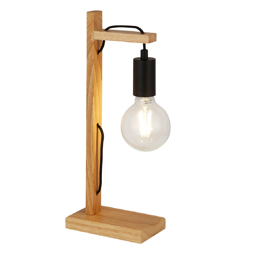 Searchlight 95041-1BR Black & Ash Wood Vintage Retro Table Desk Lamp