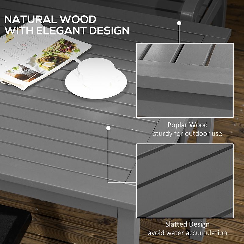 Outsunny 6pc Patio Dining Set Natural Wood Table， Chair， and Loveseat