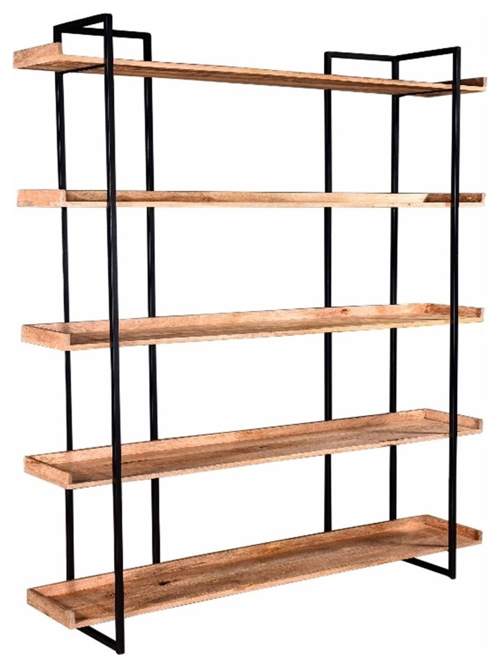 Primo International Wilde 5 Tier Modern Wood and Metal Bookshelf in Brown   Industrial   Bookcases   by Homesquare  Houzz