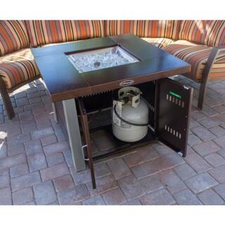 AZ Patio Heaters 38 in. Steel Propane Firepit with Antique BronzeStainless Steel Finish GS-F-PCSS