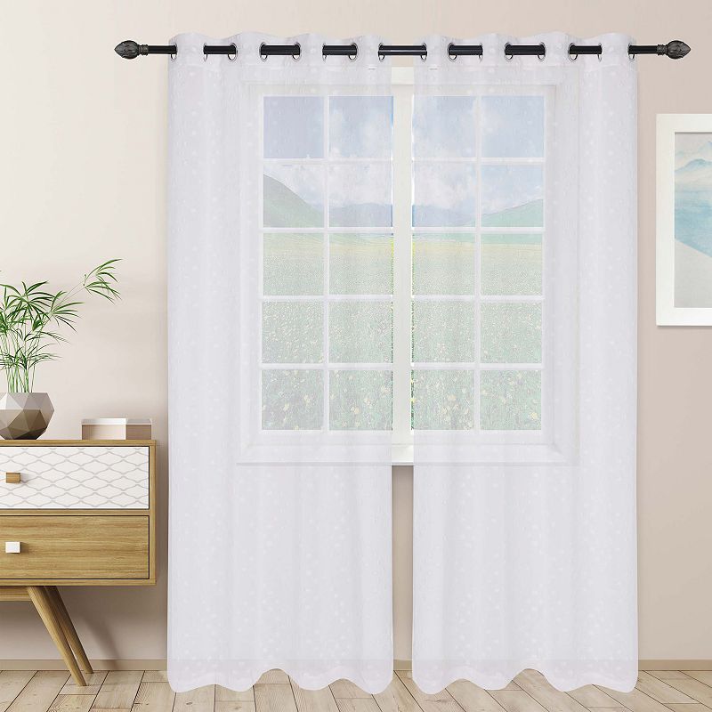 Superior Poppy Sheer Set of 2 Grommet Top Window Curtain Panels