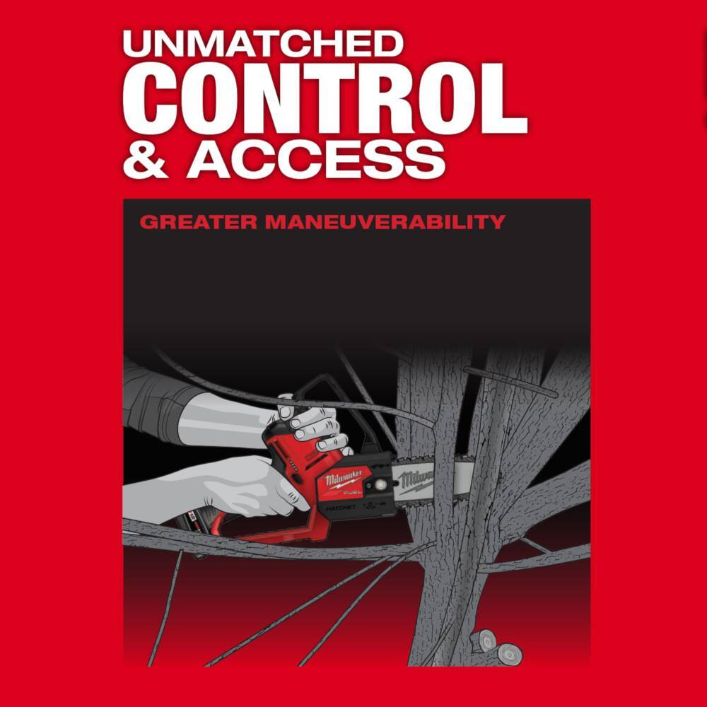 MW M12 FUEL 12-Volt Lithium-Ion Brushless Battery 6 in. HATCHET Chainsaw (Tool-Only) with Extra 6 in. Chain 2527-20-49-16-2732