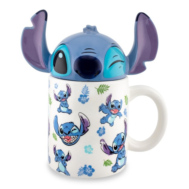 Silver Buffalo Disney Lilo amp Stitch Ceramic Mug With Sculpted Topper Holds 18 Ounces