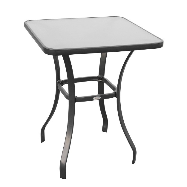 Square Bistro Table Garden Dining Table Outdoor Tempered Glass Table