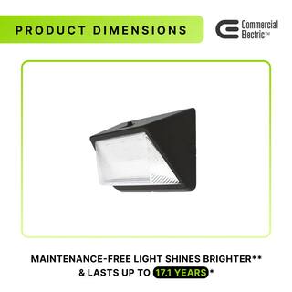 Commercial Electric 250W Equivalent Integrated LED Bronze Outdoor Commercial Refractor Wall Pack Light 10000 Lumens 4000K Dusk-to-Dawn PRWX80-H-PC-4K-BZ