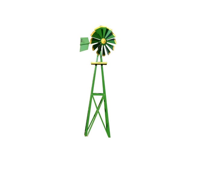 Outdoor Water Solutions Backyard Windmill， Small Powder Coated Green  Yellow - BYW0128