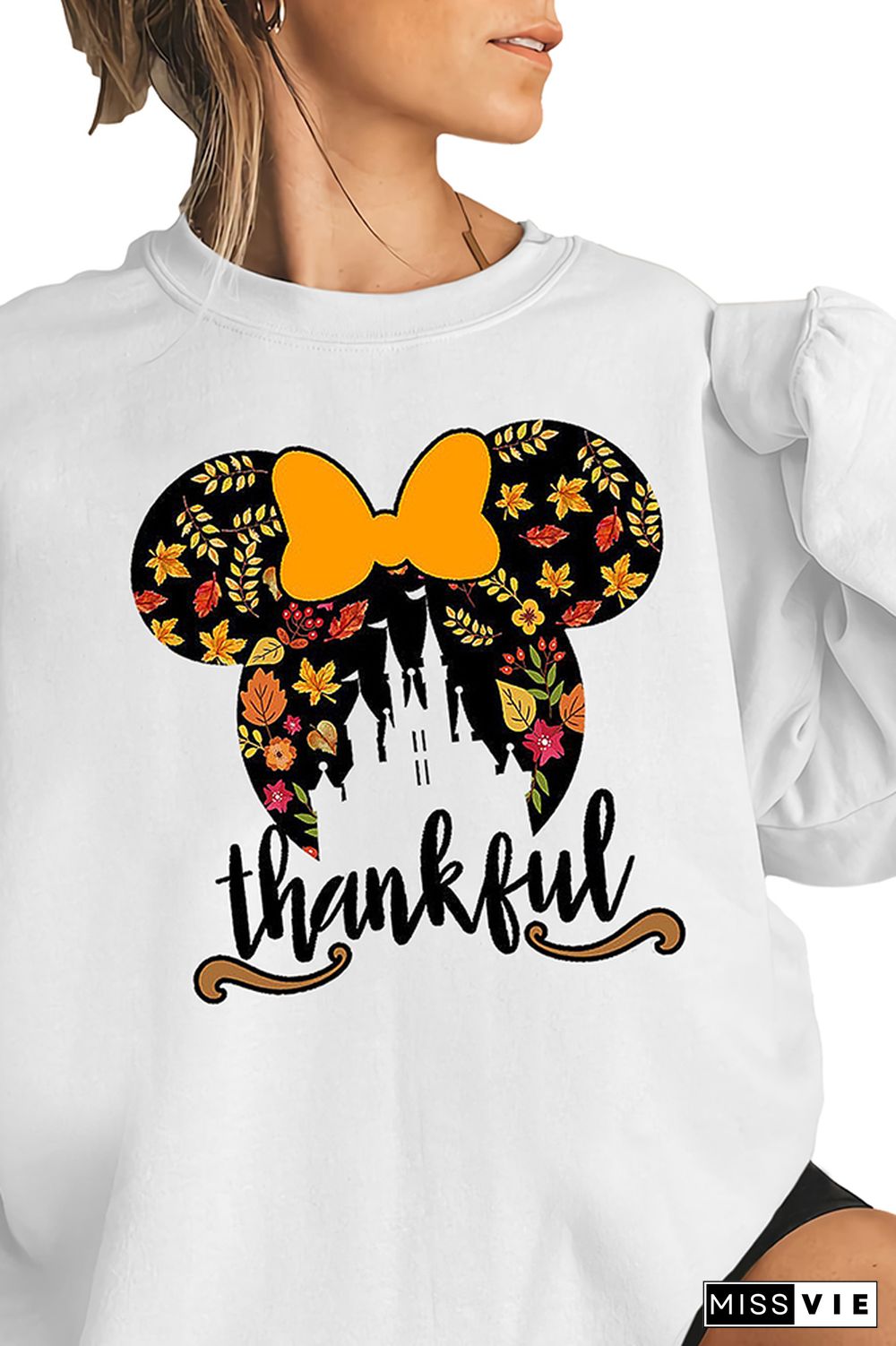 Thankful Print O-neck Long Sleeve Sweatshirts Women Wholesale