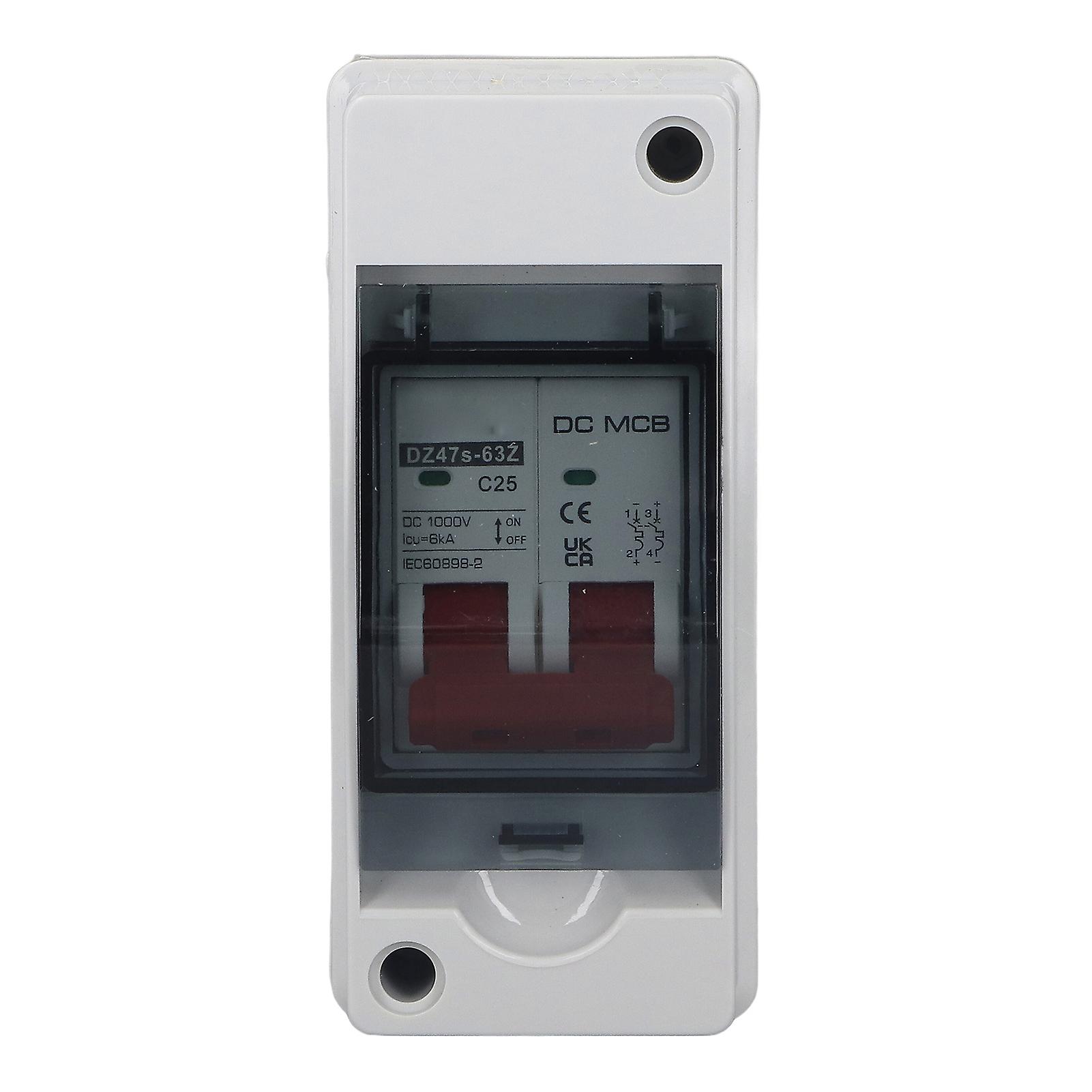 2P Photovoltaic System DC Miniature Circuit Breaker Solar IP65 Waterproof PV Disconnect Switch DC1000V 25A