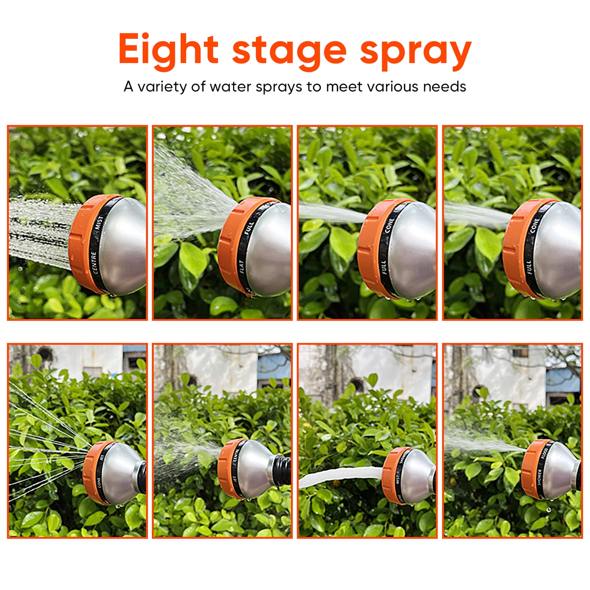 Sunisery Garden Adjustable Watering Wand，180 Degrees Rotating Head 10 Patterns Telescopic Long Hose Nozzle Sprayer