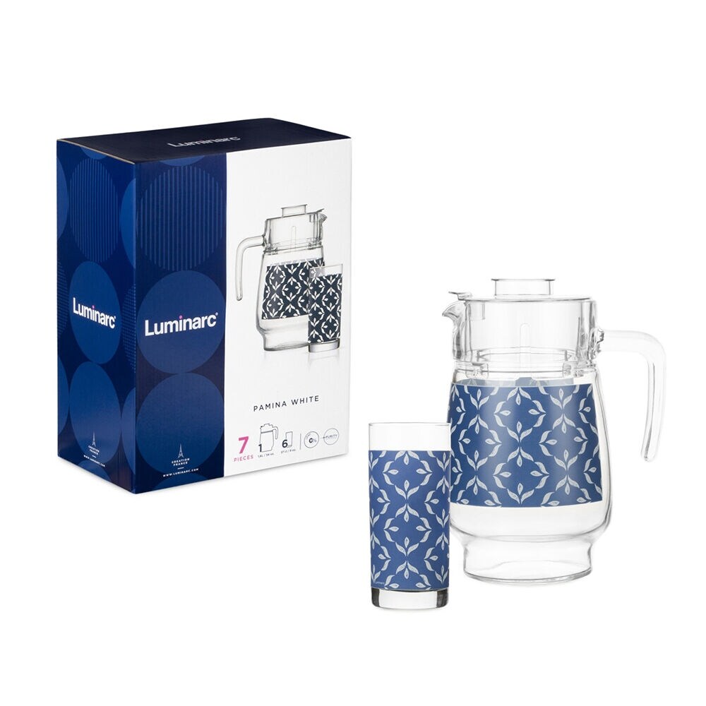 Luminarc Pamina 1.7Qt Pitcher and Glass Set for 6