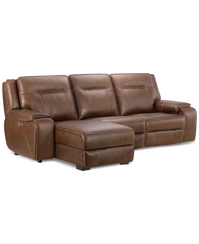 Furniture Hansley 3-Pc Leather Sofa with 2 Power Recliners and Chaise