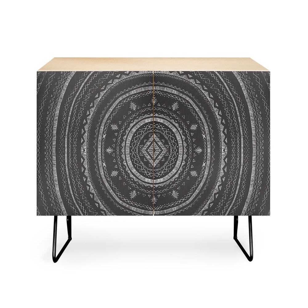 Deny Designs Grey Mandala Credenza Cabinet