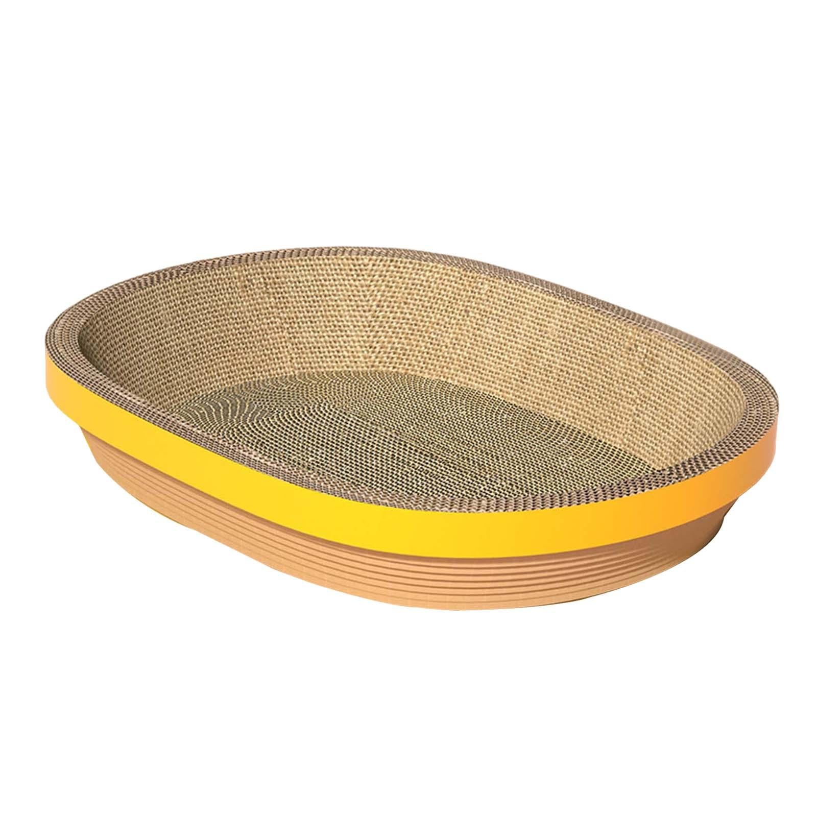 Cat Scratcher Cardboard Oval Corrugated Cat Scratcher Bowl Wear Resistant Nest Bed Scratch Pad for Grinding Claw Training Toy Pet Supplies Yellow Edge