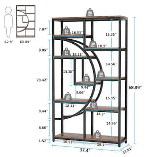 Tribesigns Earlimart 68.89 in. Rustic Brown Engineered Wood 8-Shelf Etagere Bookcase Bookshelf with Open Storage Shelves TJHD-QP-0623