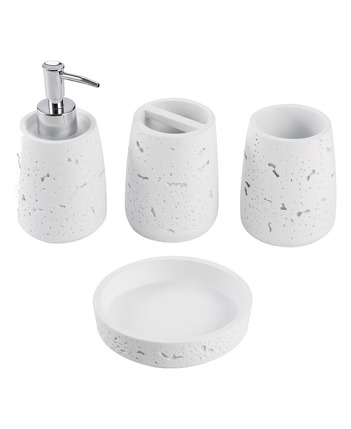 KRALIX 4pc Cork  Resin Paint Coated  Bath Accessory Set