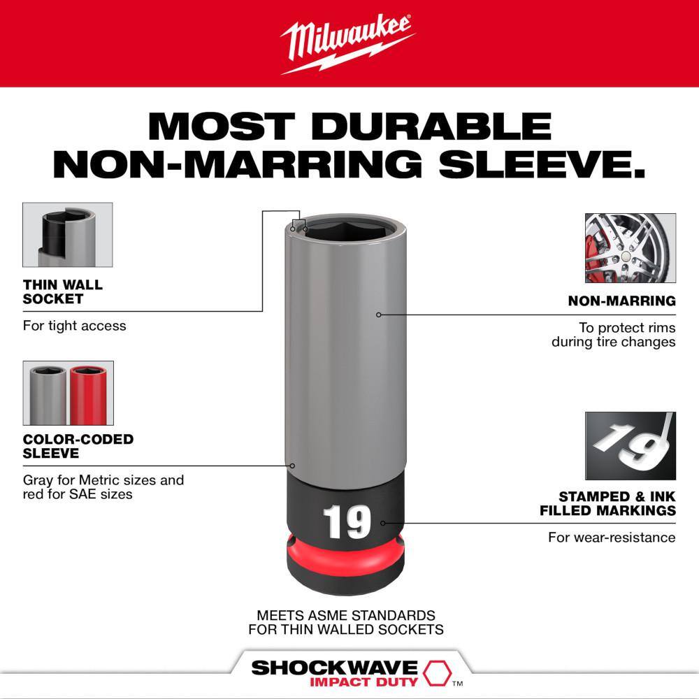 MW SHOCKWAVE 12 in. Drive 21 mm. Lug Nut Impact Socket (1-Pack) 49-66-7806