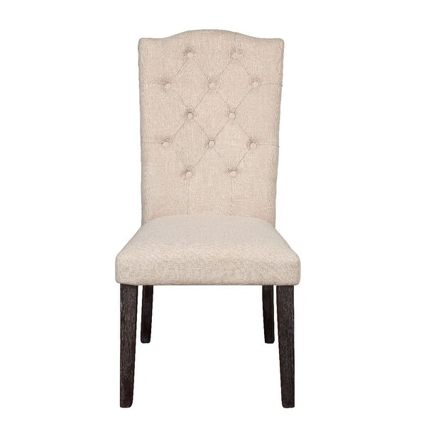 2PCS Gerardo Dining Chair Armless Side Chair (Set-2) in Beige Linen