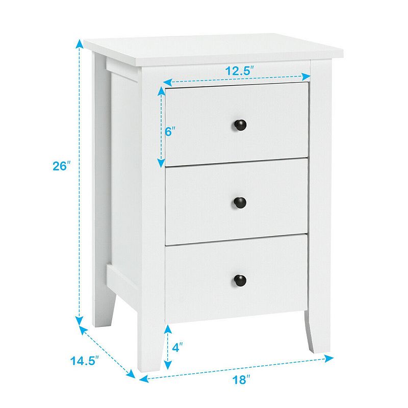 2 pcs Nightstand End Beside Table Drawers