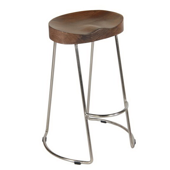 Ela 30 inch Bar Stool with Mango Wood Saddle Seat ...