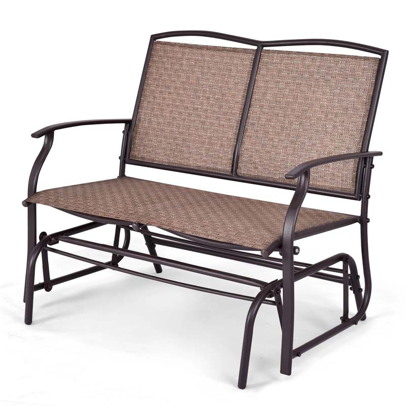 Weatherproof 2-Person Patio Swing Glider Bench Outdoor Rocking Lounge Chair Loveseat Rocker