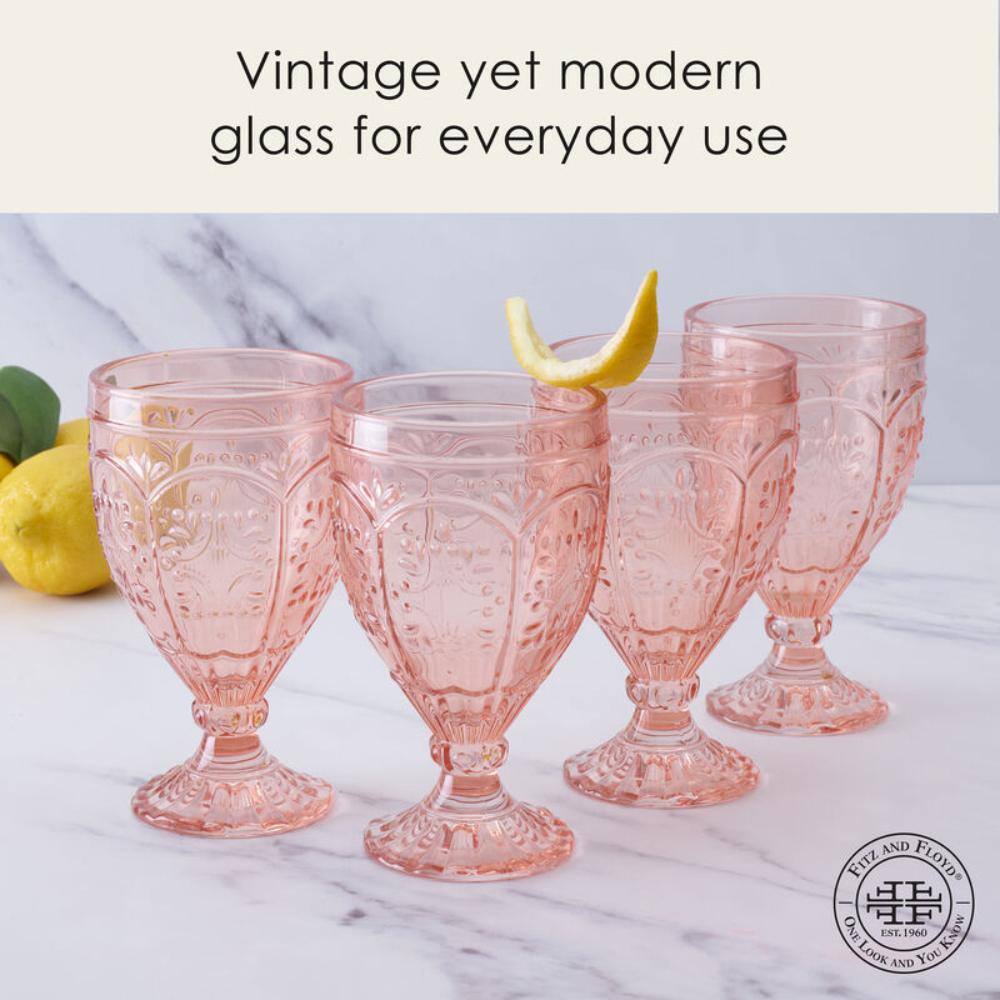 FITZ and FLOYD Trestle 12 oz. Blush Goblet Glass Set (Set of 4) 83-011