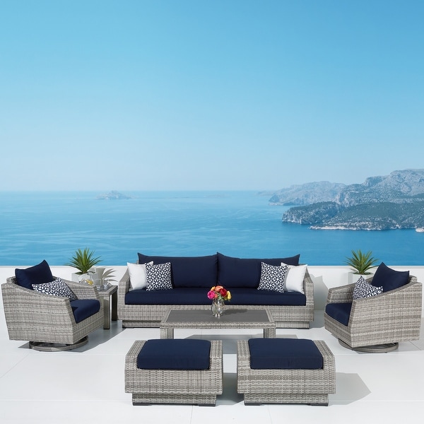 Cannes Deluxe 8 Piece Sunbrella Outdoor Patio Sofa and Club Chair Set