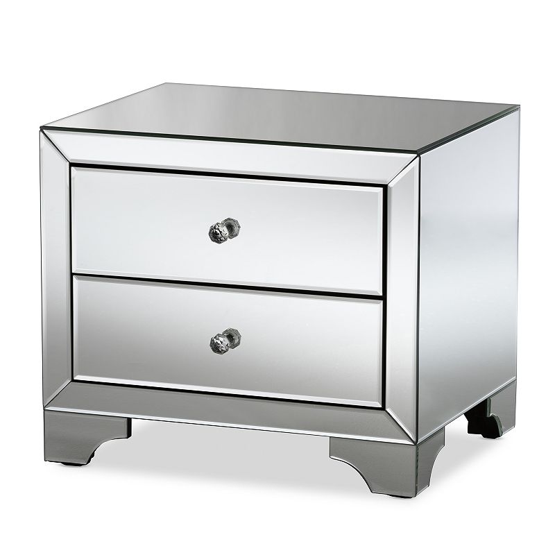 Baxton Studio Farrah Mirrored Nightstand