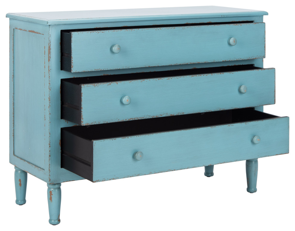 Safavieh Talbet Storage Chest  Distressed Blue   Farmhouse   Accent Chests And Cabinets   by HedgeApple  Houzz