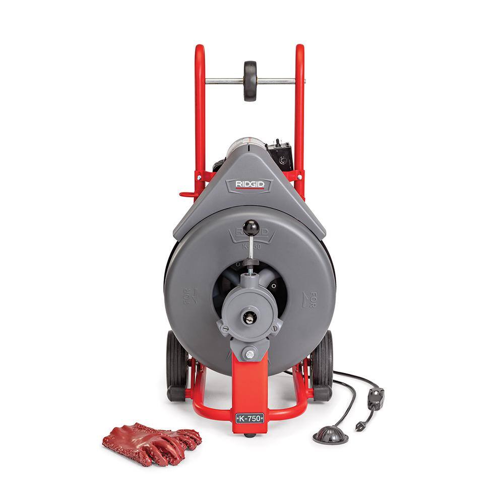 RIDGID K-750 Drain Cleaning Snake Auger Drum Machine with Autofeed and 34 in. Pigtail 41977