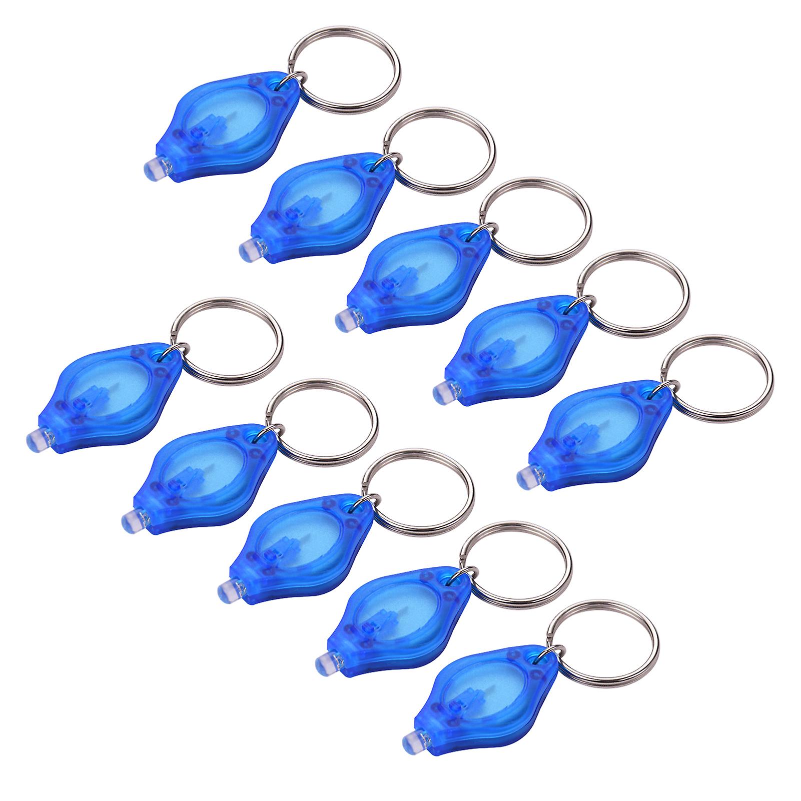 10 Pcs Mini Portable Led Light Flashlight Keychain Ultra Bright Key Ring Emergency Camping Lamp Light Torch Blue 10 Pcs