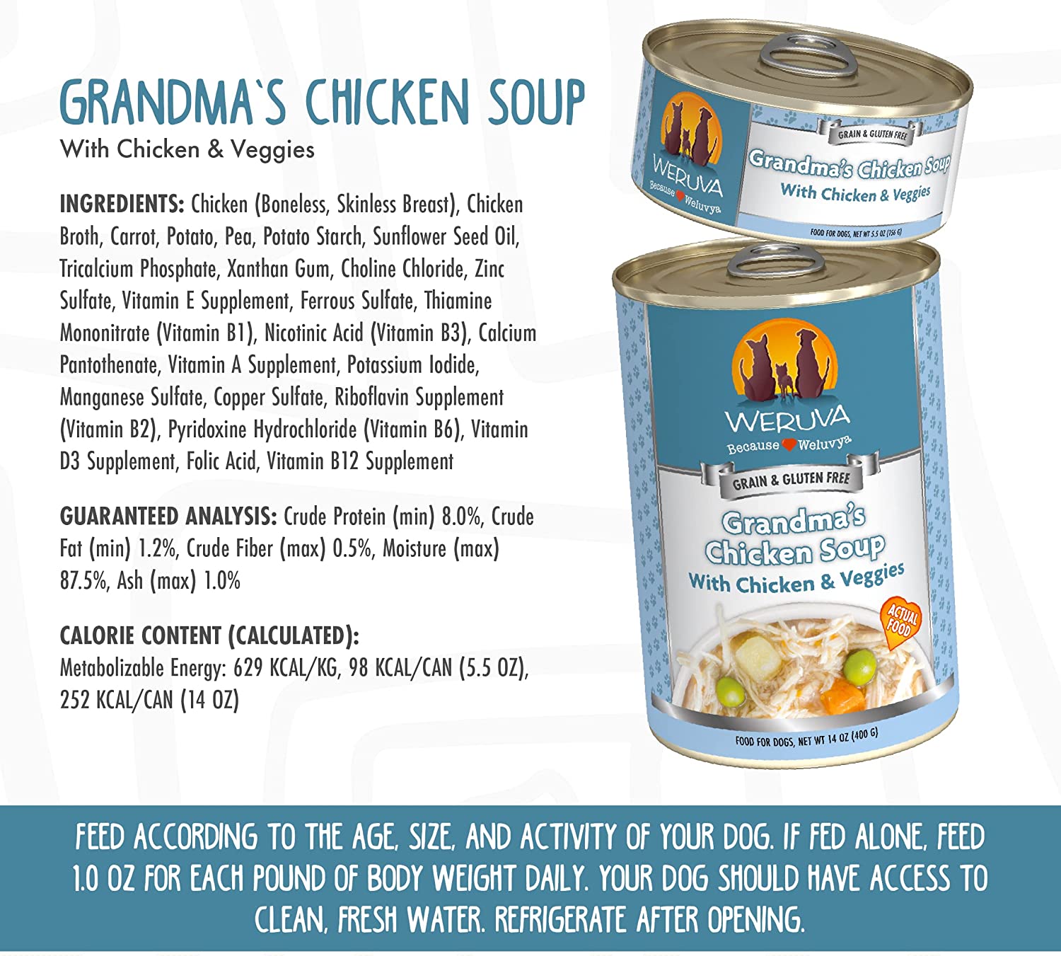 Weruva Grandma's Chicken Soup with Chicken and Veggies Grain-Free Canned Dog Food 5.5 Ounce (Pack of 24)