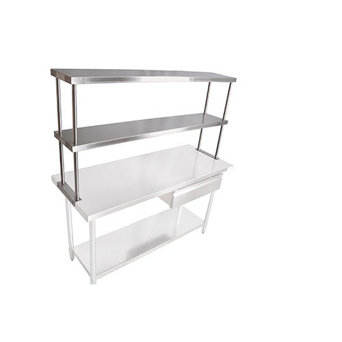 John Boos OS-ED-1296-X Stainless Steel Double Overshelf for Work Tables， 12