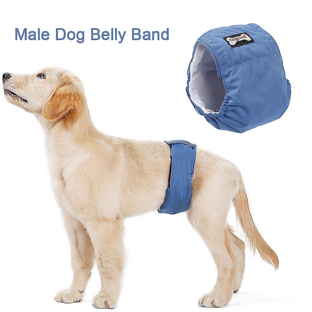 Male Dog Belly Band Pet Diaper Washable Wrap Waterproof Toilet Training Dog Physiological Pant Blue Xxl