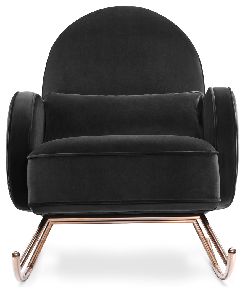 Compass Rocker In Black Velvet With Rose Gold Legs   Contemporary   Rocking Chairs   by Homesquare  Houzz