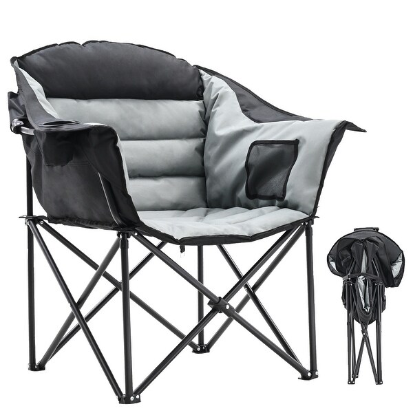 DoCred Oversized Camping Chair，Fully Padded Folding Moon Chair