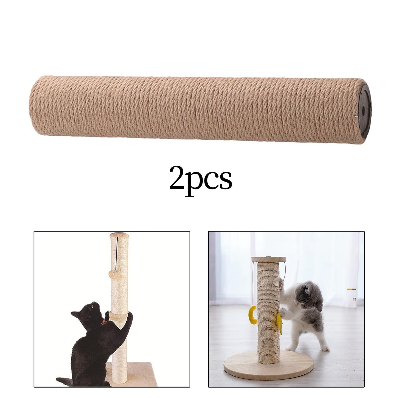 Scratch Post Refill Pole， Natural Sisal Rope Extension Post Interactive Toy DIY Cat Replacement for Indoor Playing， Brown 30cm