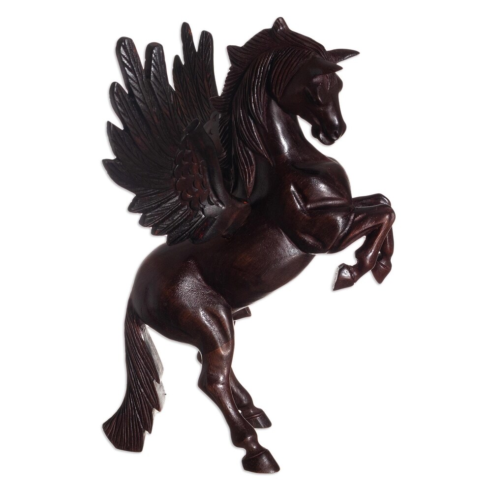 Novica Handmade Mythic Horse Pegasus Cedar Sculpture