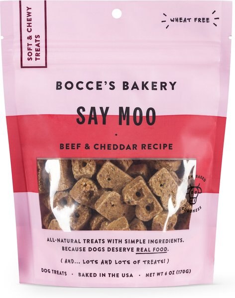 Bocce's Bakery Say Moo Beef and Cheddar Recipe Soft and Chewy Dog Treats