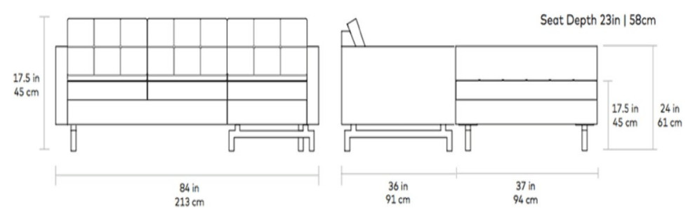 Jane 2 Loft Bi Sectional Bayview Silver / Natural Ash   Transitional   Sectional Sofas   by Old Bones Co.  Studios  Houzz