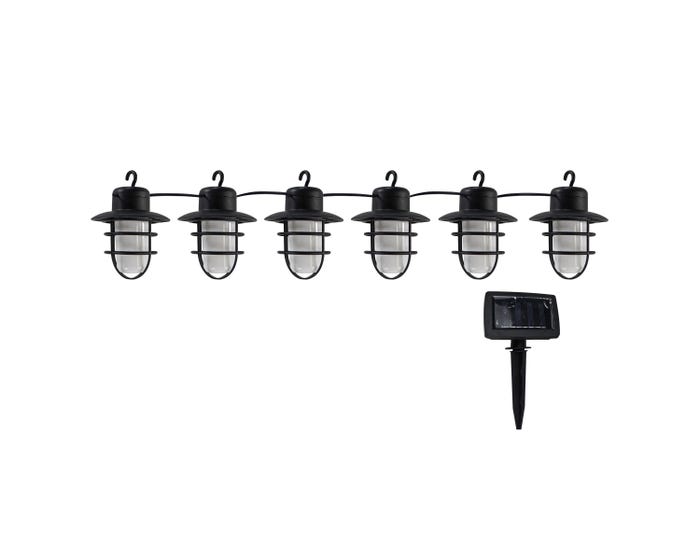 Alpine Solar 6pc Black Flame Lanterns with Stake and Warm White LEDs - RGG668BB-TM