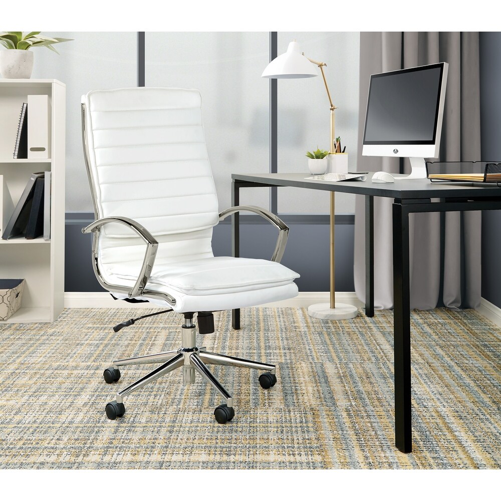 High Back Professional Managers Faux Leather Chair with Chrome Base and Removable Sleeves