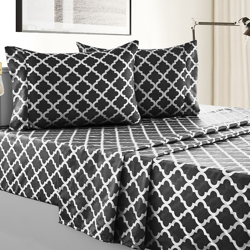 Microfiber Quatrefoil Bed Sheet Set - Lux Decor Collection