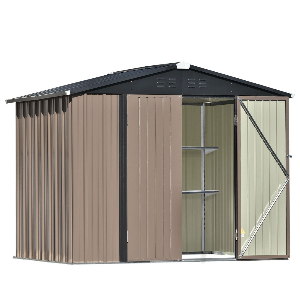 Metal Storage Shed with Adjustable Shelf and Lockable Doors Tool Cabinet with Vents