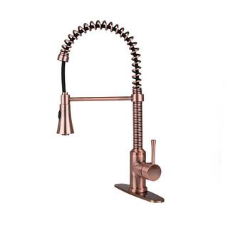 Fontaine by Italia Residential Single-Handle Spring Coil Pull-Down Sprayer Kitchen Faucet in Antique Copper with Deck Plate N96566C-DP-AC